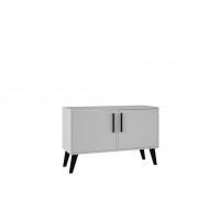 Manhattan Comfort 144AMC205 Mid-Century- Modern Amsterdam Double Side Table 2.0 with 3 Shelves in White